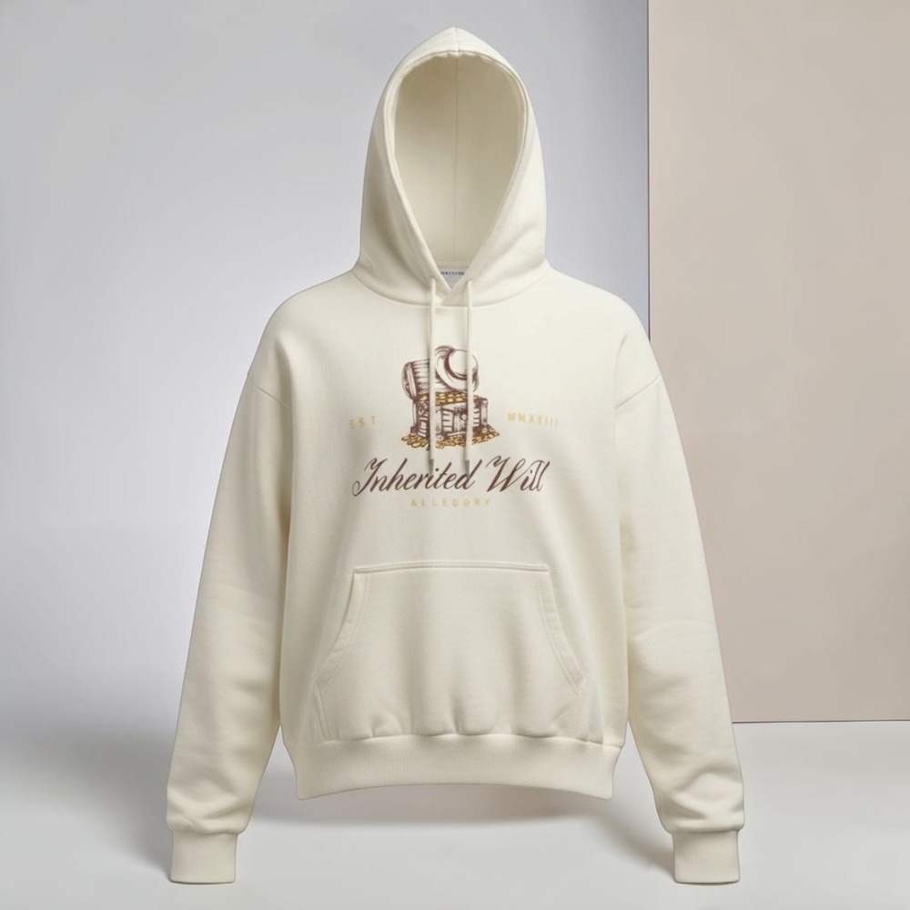 Allegory Inherited Will Hoodie Cream Cotton Limited Edition Label 003 Small